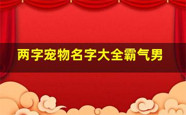 两字宠物名字大全霸气男