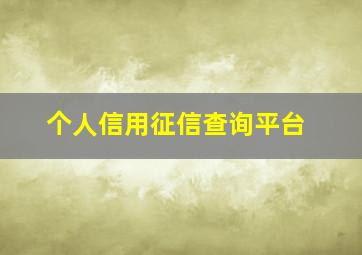 个人信用征信查询平台