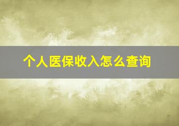 个人医保收入怎么查询