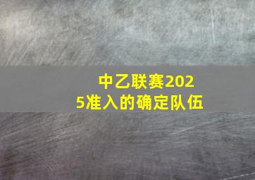 中乙联赛2025准入的确定队伍