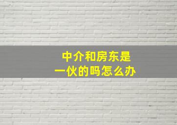 中介和房东是一伙的吗怎么办