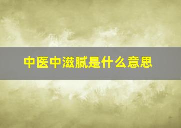 中医中滋腻是什么意思