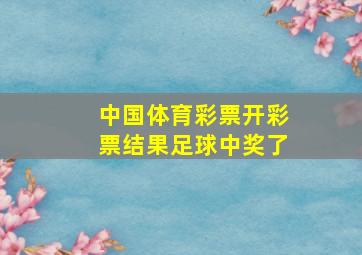 中国体育彩票开彩票结果足球中奖了