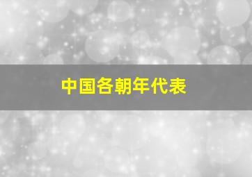 中国各朝年代表