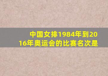 中国女排1984年到2016年奥运会的比赛名次是