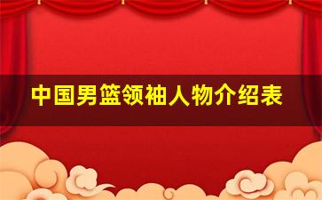 中国男篮领袖人物介绍表