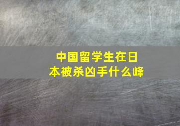 中国留学生在日本被杀凶手什么峰