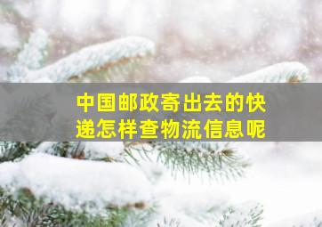 中国邮政寄出去的快递怎样查物流信息呢