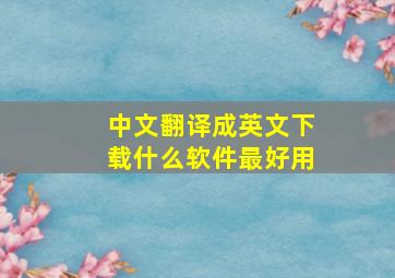 中文翻译成英文下载什么软件最好用