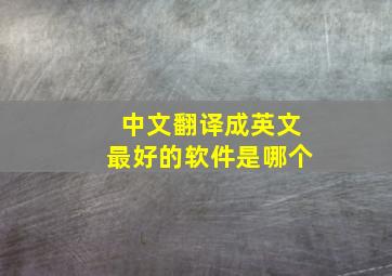 中文翻译成英文最好的软件是哪个