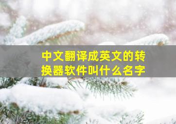 中文翻译成英文的转换器软件叫什么名字