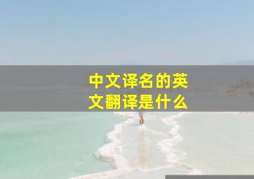 中文译名的英文翻译是什么