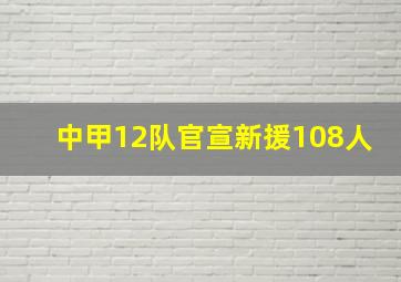 中甲12队官宣新援108人