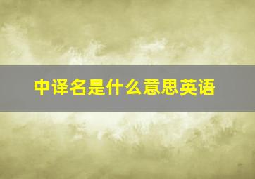 中译名是什么意思英语