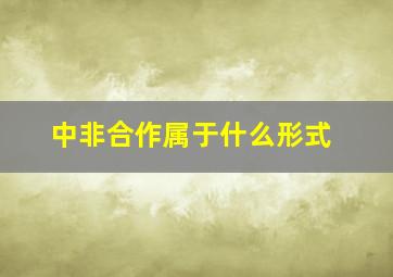 中非合作属于什么形式