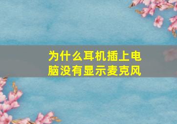 为什么耳机插上电脑没有显示麦克风