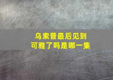 乌索普最后见到可雅了吗是哪一集