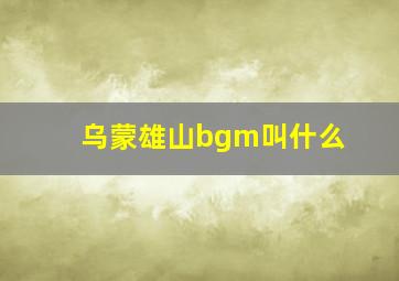 乌蒙雄山bgm叫什么