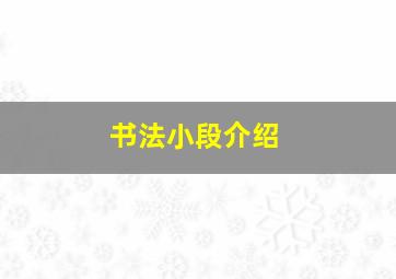 书法小段介绍