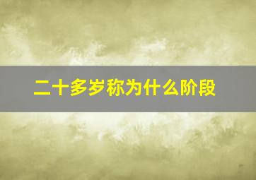 二十多岁称为什么阶段