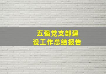 五强党支部建设工作总结报告