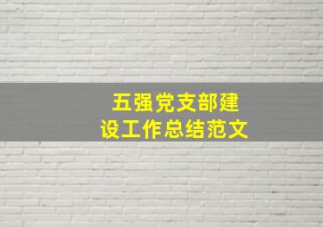 五强党支部建设工作总结范文