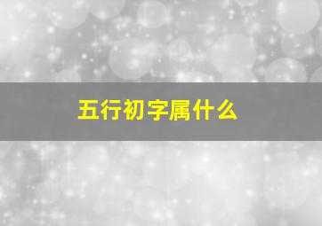 五行初字属什么