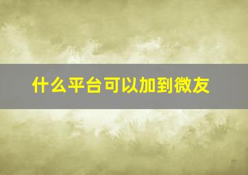 什么平台可以加到微友