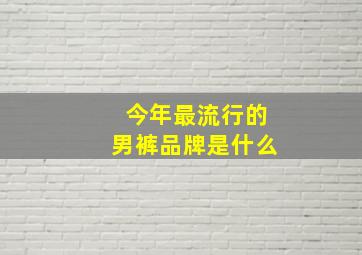 今年最流行的男裤品牌是什么