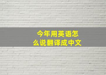 今年用英语怎么说翻译成中文