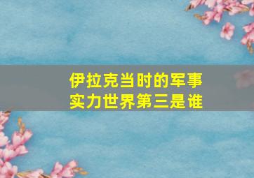 伊拉克当时的军事实力世界第三是谁