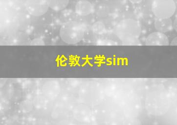 伦敦大学sim