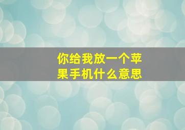 你给我放一个苹果手机什么意思