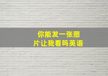 你能发一张图片让我看吗英语