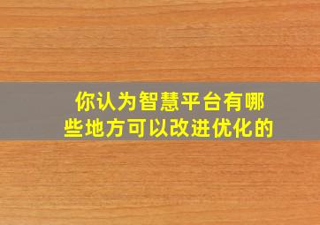 你认为智慧平台有哪些地方可以改进优化的