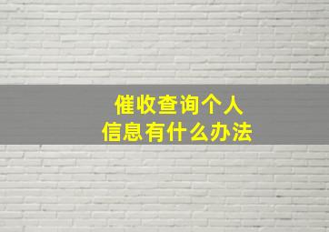 催收查询个人信息有什么办法