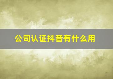 公司认证抖音有什么用