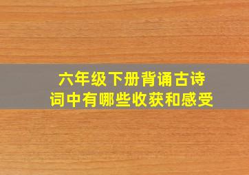 六年级下册背诵古诗词中有哪些收获和感受