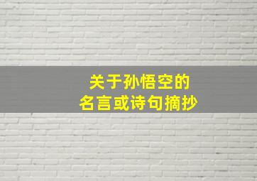 关于孙悟空的名言或诗句摘抄