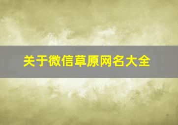 关于微信草原网名大全