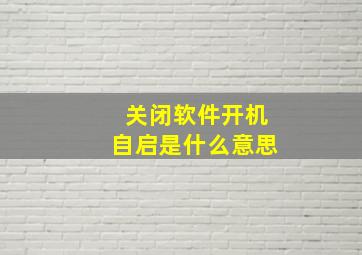 关闭软件开机自启是什么意思