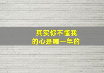 其实你不懂我的心是哪一年的