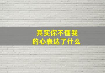 其实你不懂我的心表达了什么