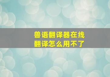 兽语翻译器在线翻译怎么用不了