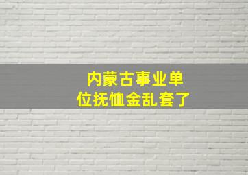 内蒙古事业单位抚恤金乱套了