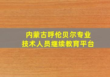 内蒙古呼伦贝尔专业技术人员继续教育平台