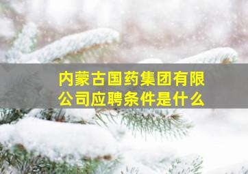 内蒙古国药集团有限公司应聘条件是什么