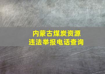 内蒙古煤炭资源违法举报电话查询