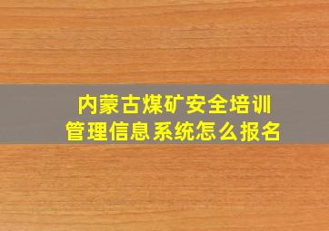 内蒙古煤矿安全培训管理信息系统怎么报名