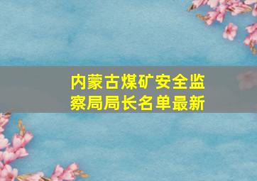 内蒙古煤矿安全监察局局长名单最新